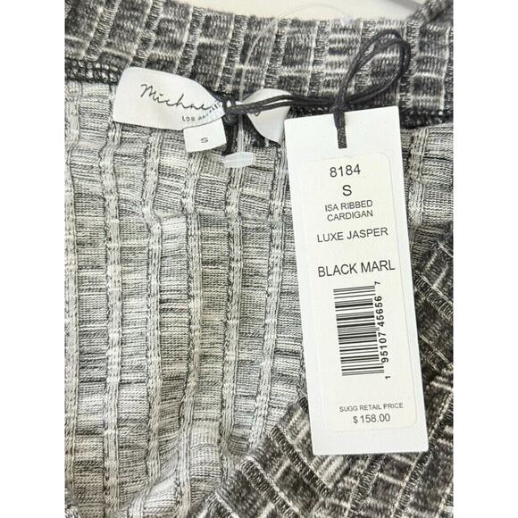 Michael Stars Duster Rib Cardigan Sleek Midi Dress Luxe Jasper Gray S Waist Tie - Picture 7 of 9